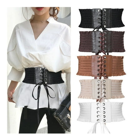 

Women Elastic Extra Wide Band Adjustable Corset Bowknot Tie Belt High Waist Slim Abdominal Belts