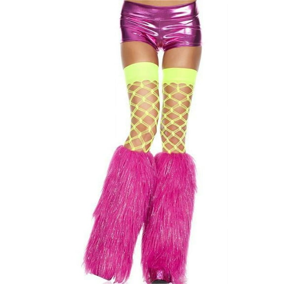 Music Legs 5537-HOTPINK Furry Lurex Leg Warmers, Hot Pink