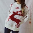 thumbnail image 4 of Fartey Womens Christmas Sweater Cute Reindeer Snowflake Print Knitwear Loose Fit Long Sleeve Crew Neck Knitted Pullover Sweater Dressy Casual Holiday Sweaters, 4 of 6