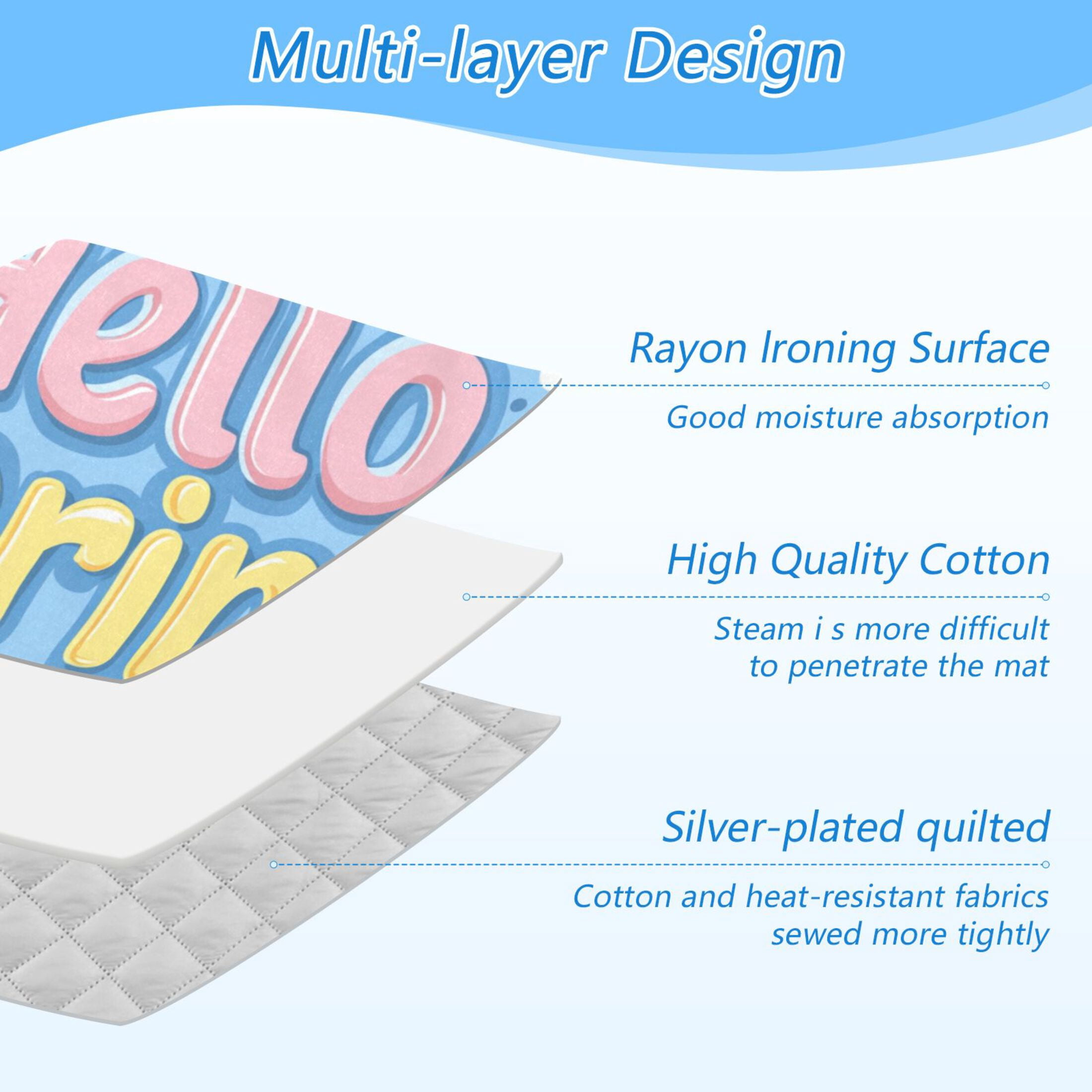 Flowers Leaves Hello Spring Ironing Mat Blanket Portable Travel Ironing Pad Heat Resistant Pad 47.2" x 27.6”