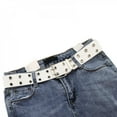 thumbnail image 2 of Double Grommet Leather Canvas Belt Prong Pin Buckle for Men Women Jeans Dresses Vintage Jeans Belts 2 Hole Grommet Belt, 2 of 6