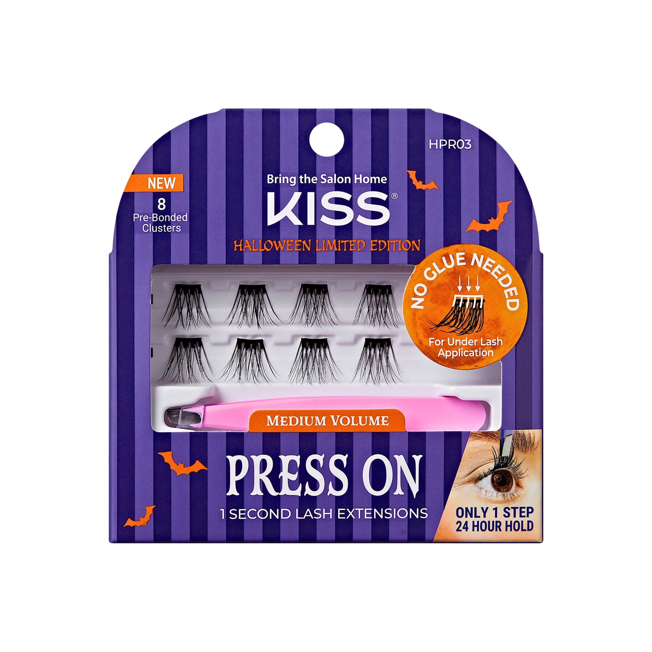(3 pack) KISS Halloween Limited Edition Press-On Lash Extensions, Medium Volume, 9 Pcs.