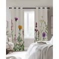 thumbnail image 2 of Blackout Curtains for Bedroom, Spring Flowers Room Darkening Window Drapes for Living Room, Wild Floral Herb Botanical Thermal Insulated Grommet Curtains, 42x45 inch, 2 Panels, 2 of 9