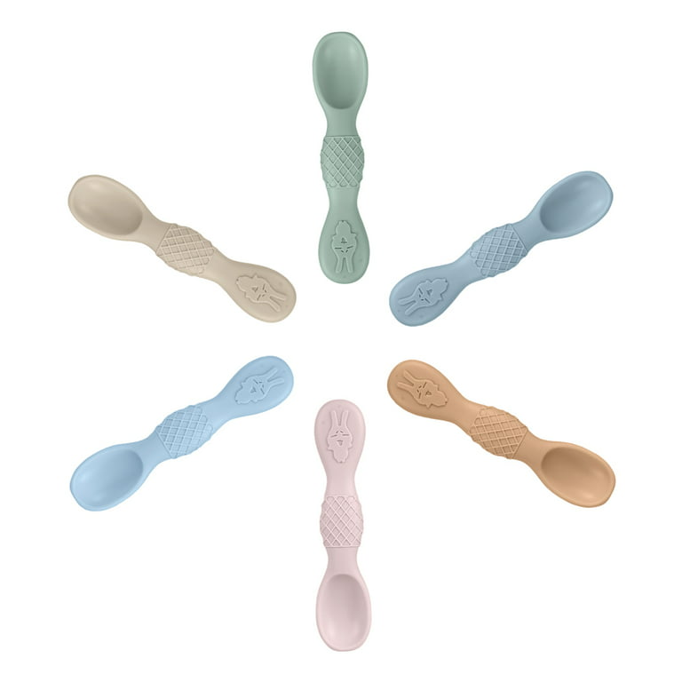 6 Pack Silicone Baby Spoons First Stage Infant Spoons Set Soft Food Grade  Silicone Self Feeding Spoons Stage 1 and Stage 2 Utensils BPA Phthalate  Free for Baby Ages 6 Months+ 