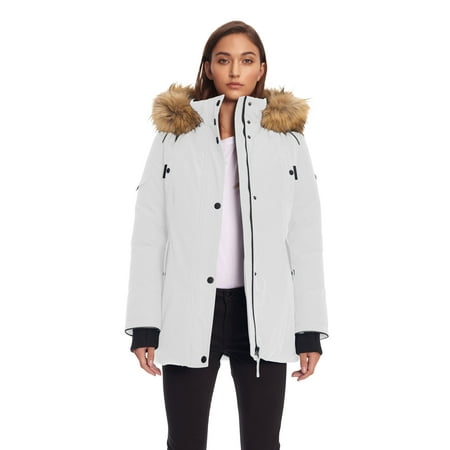 Alpine North Womens Vegan Down Parka Winter Jacket | White | Walmart Canada