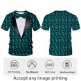 thumbnail image 3 of QTAGTESS Tuxedo T-Shirt Peacock Print Shirt Fake Suit with Bowtie Tee, 3 of 7