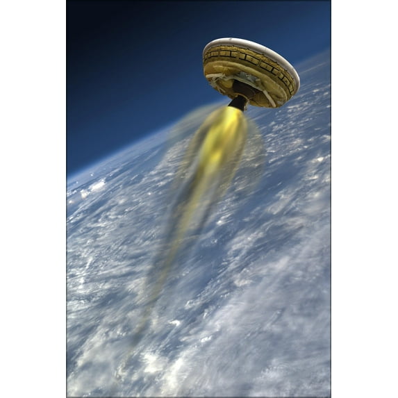 24"x36" Gallery Poster, This artist's concept shows the test vehicle for NASA's Low-Density Supersonic Decelerator (LDSD),