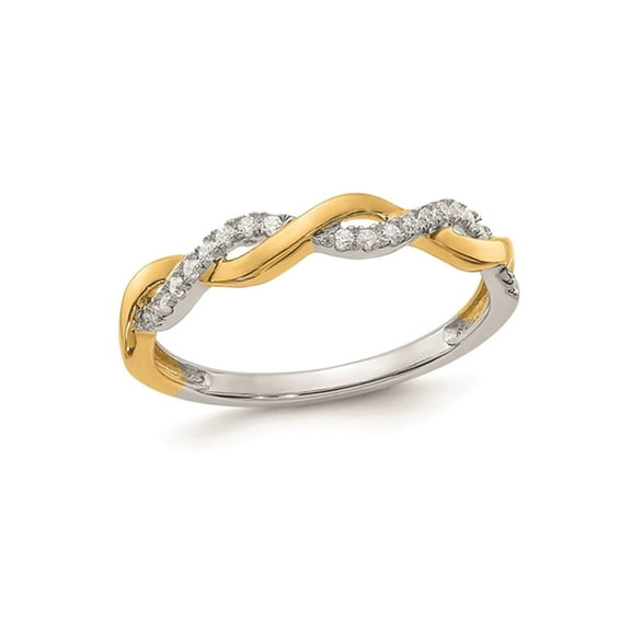 1/8 Carat (Ctw) Diamond Wedding Ring Twist Band in 14K White and Yellow Gold (Size 7) for Women