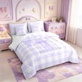 thumbnail image 2 of Manfei Purple Chic Bow Tie 7 Pieces Full Size Bedding Sets,Initial Alphabet T Pattern Full Size Bed in a Bag,Reversible, 2 of 7