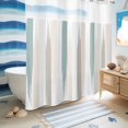 thumbnail image 4 of No Hook Shower Curtain with Built-in Rings - Beige Green Abstract Brushes Washable Waterproof Fabric Bathroom Curtains for Hotel,Rentals, 66 X 72 Inch Long , Modern Minimalist Striped, 4 of 8