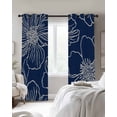 thumbnail image 2 of Blue Flowers Blackout Curtains for Bedroom, Thermal Insulated Drapes, Spring Floral Botanical Modern Art Black Out Curtains 63 Inch Long Room Darkening Kitchen Curtains 42"x63" 2 Panels, 2 of 8