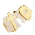 thumbnail image 1 of 2 piezas 18 K chapado en oro colmillos tapas e inferior parrilla rapero Cruz conjunto Cosplay joyería de moda Fernando Colmillos de dientes de oro, 1 of 8