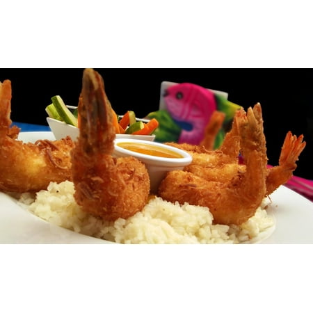 Canvas Print Shrimp Seafood Breaded Rice Delicious Appetizer Stretched Canvas 10 x