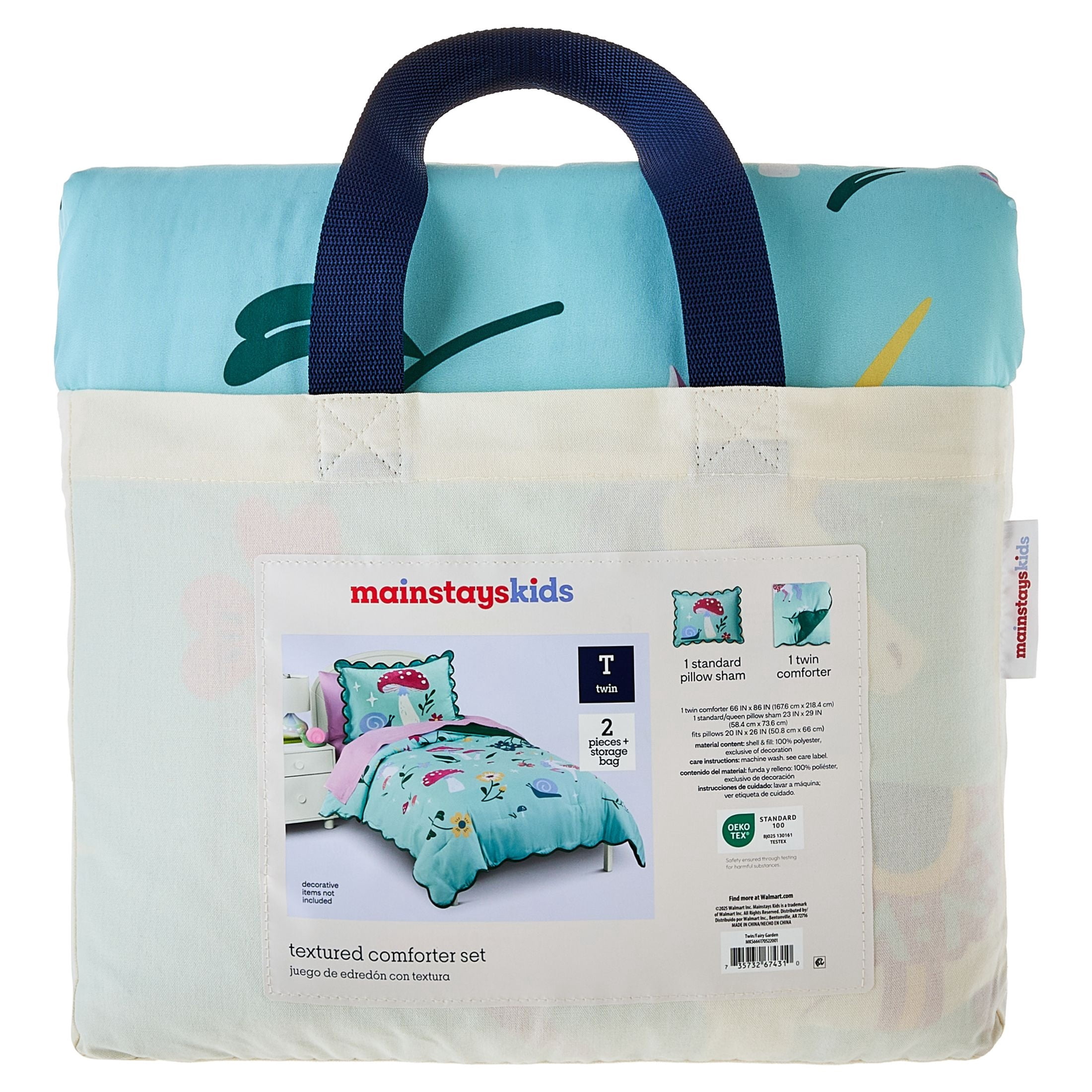 Mainstays Kids Textured Fairy Garden Comforter Set, Twin, 2 Pieces