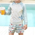 thumbnail image 2 of Toddler Boy Outfits Graphic Print Crew Neck Long Sleeve Quick Dry Swimsuit And Trunks 2 Piece Baby Boys' Clothing Sets Size 8-9 Years, 2 of 4