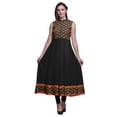 thumbnail image 1 of Bimba Black2 Ikat Anarkali Robe pour Femmes Kurti Imprimé Ethnique Indien Longue Kurta Robe de Soirée Petite, 1 of 6