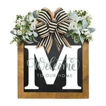 Gmogad Personalized Last Name Wreath, Year-Round Front Door Hanging Sign, Custom Wooden Plaque for Housewarming Wedding Holiday Decor