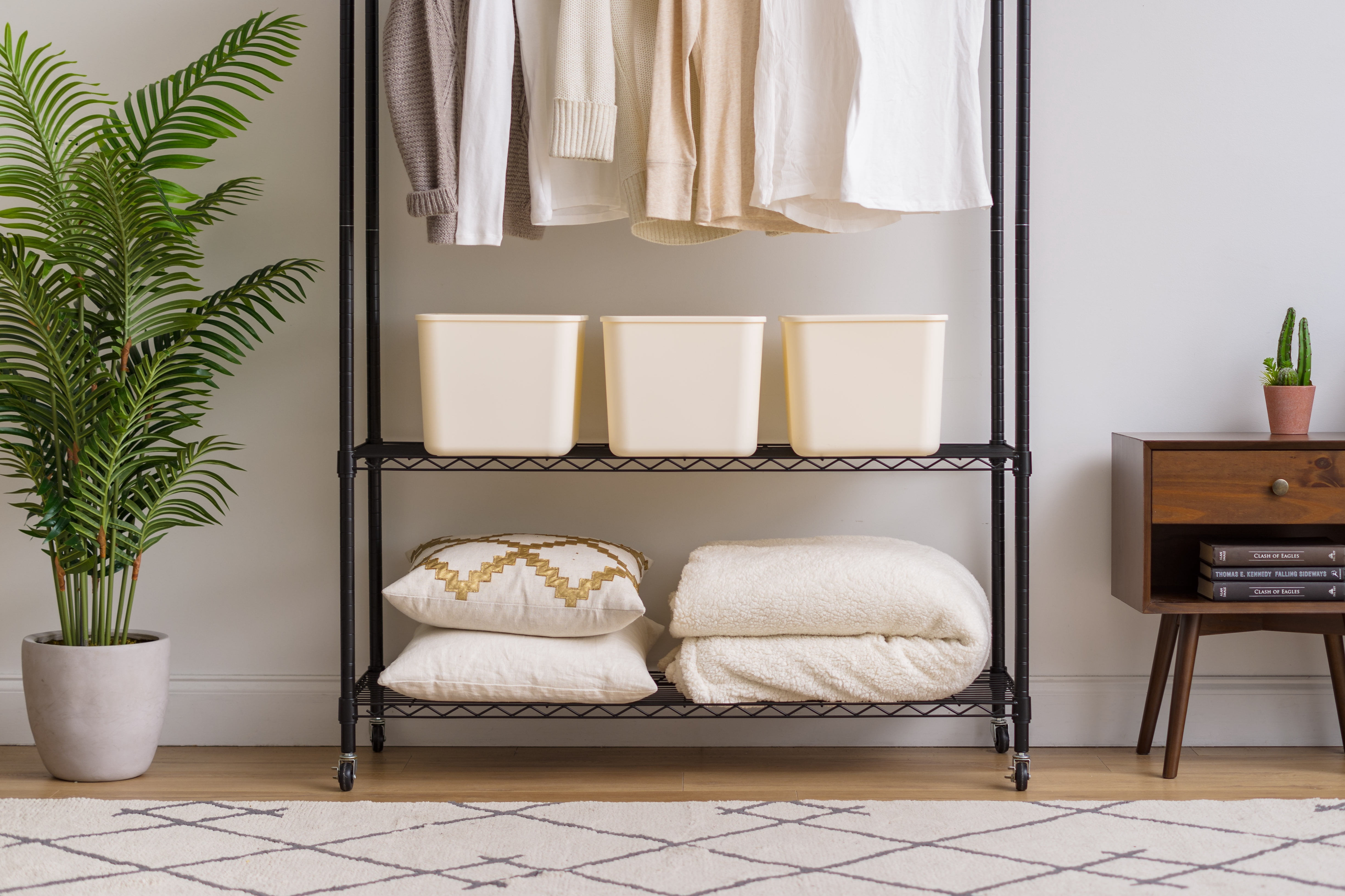 IRIS Large Plastic Storage Organizer Basket, Off-White