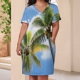 thumbnail image 4 of Palm Trees Sky Blue Loose Pocket Dress Dresses Summer Summer Dresses for Women, 4 of 9