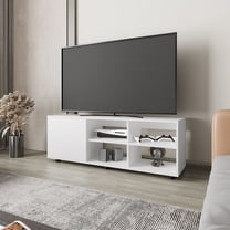 LiviNest Modern TV Stand for Small Spaces: Compact 51.2 Inch Entertainment Center with Open Shelves & Cabinet Storage - Particle Board & Melamine Construction for Apartment Living Room Organization
