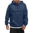thumbnail image 5 of Dwelliawo Men Tactical Hoodies Tactical Sweatshirt 1/4 Zip Cargo Hoodies Pullover Winter Fashion Hooded Sweatshirts with Pocket Navy 3XL, 5 of 5