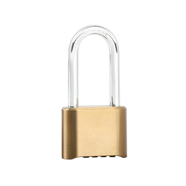 Coded Lock Replacement Waterproof Anti-rust Alloy Solid Color Replacement Password Portable Household Door Cabinet Gate Warehouse Padlock Locking Tool Long Gold