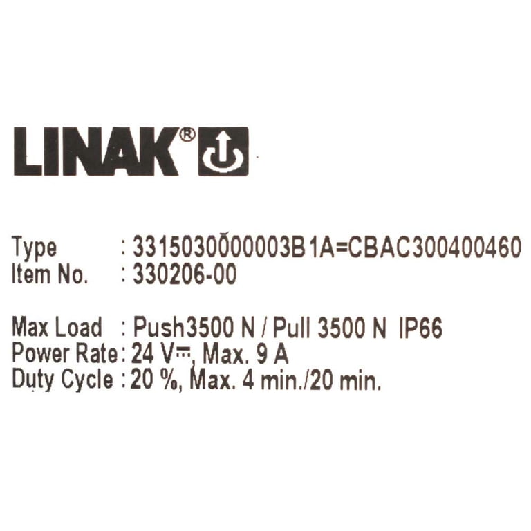 Linak Boat Linear Actuator 330206-00 | LA33 18 1/4 Inch 3500N 24V
