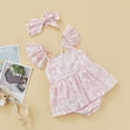 thumbnail image 3 of Okbabeha Baby Girl Easter Day Outfit Newborn Romper Dress Cartoon Rabbit Print Design Sleeveless Ruffle Hem Cute Dress/Jumpsuit Headband 2pcs, 3 of 7