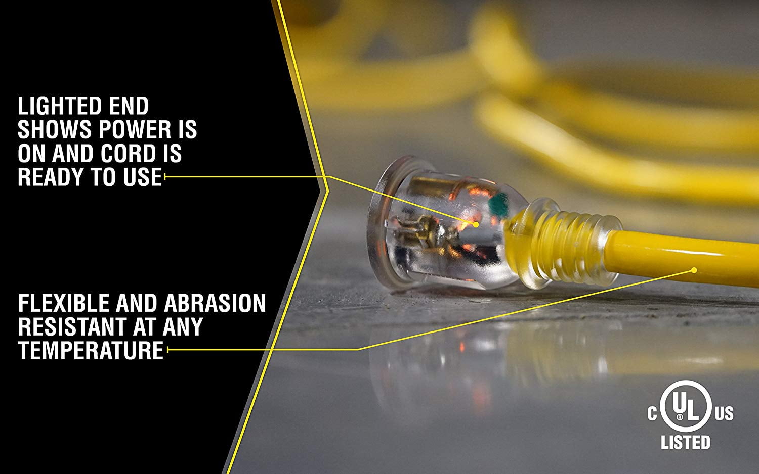Southwire 50 Ft 20 Amp Weather Resistant Electrical Extension Cord, Yellow