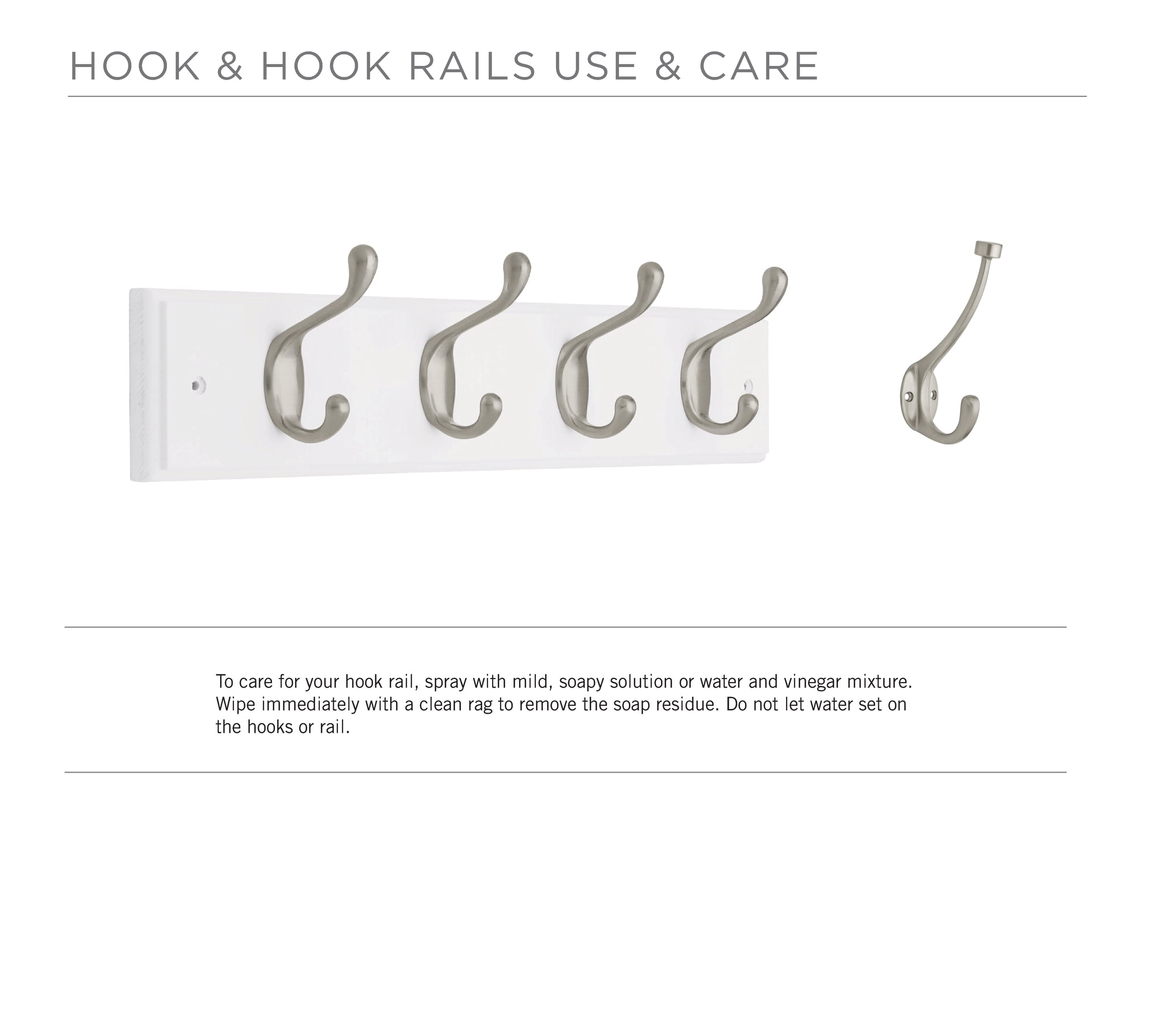 Franklin Brass 16 In. Rail With 4 Heavy Duty Coat And Hat Hooks In Bark And Satin Nickel
