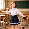thumbnail image 2 of AJGRHE Girls Short High Waist Pleated Skater Tennis Skirt Casual School Style Girls Skirt for Kids Lightweight Pleated Design Suitable Everyday Wear Play Outdoor Campus Navy 150, 2 of 4