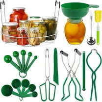 Kalolary 19PCS Canning Supplies Starter Kit, Essential Home Canning Tools with Canning Rack, Funnel, Jar Lifter, Tongs for Canned Fruits, Vegetables, and Pickles