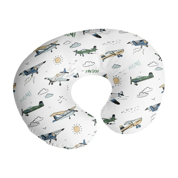 Sweet Jojo Designs Airplane Green and Blue Boy Nursing Pillow Cover Case (Pillow Not Included)