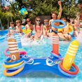 thumbnail image 2 of Swimming Inflatable Ring Toss Game Floating Pool Toys Pool Accessories Water Sport Beach Party Supplies With 4 Loops Inflatable Ring, 2 of 6