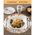 thumbnail image 3 of 15 Inch Round Placemats Set of 4, Orange Grey Pumpkins Fall Non Slip Heat Insulation PP Table Mats, Maple Leaf Thanksgiving Botanical Washable Place Mats for Kitchen Dining Party Table Decor, 3 of 7