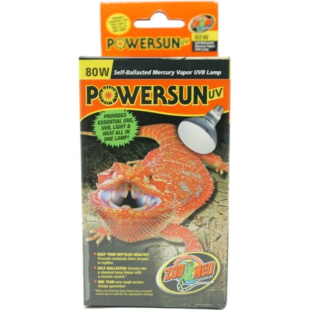 Watt Self Ballasted - Zoo Med Laboratories Inc-Powersun Uv Self-ballasted Mercury Vapor Uvb Lamp 80 Watts