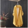 thumbnail image 2 of Shirts For Women Autumn Solid Color Cotton And Linen With Pocket Loose Casual Long Sleeved Shirt Womens Tops, 2 of 5