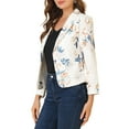 thumbnail image 5 of INSPIRE CHIC Women's Blazer Open Front Wear-to-Work Summer Crop Suit Jacket White-Floral L, 5 of 8