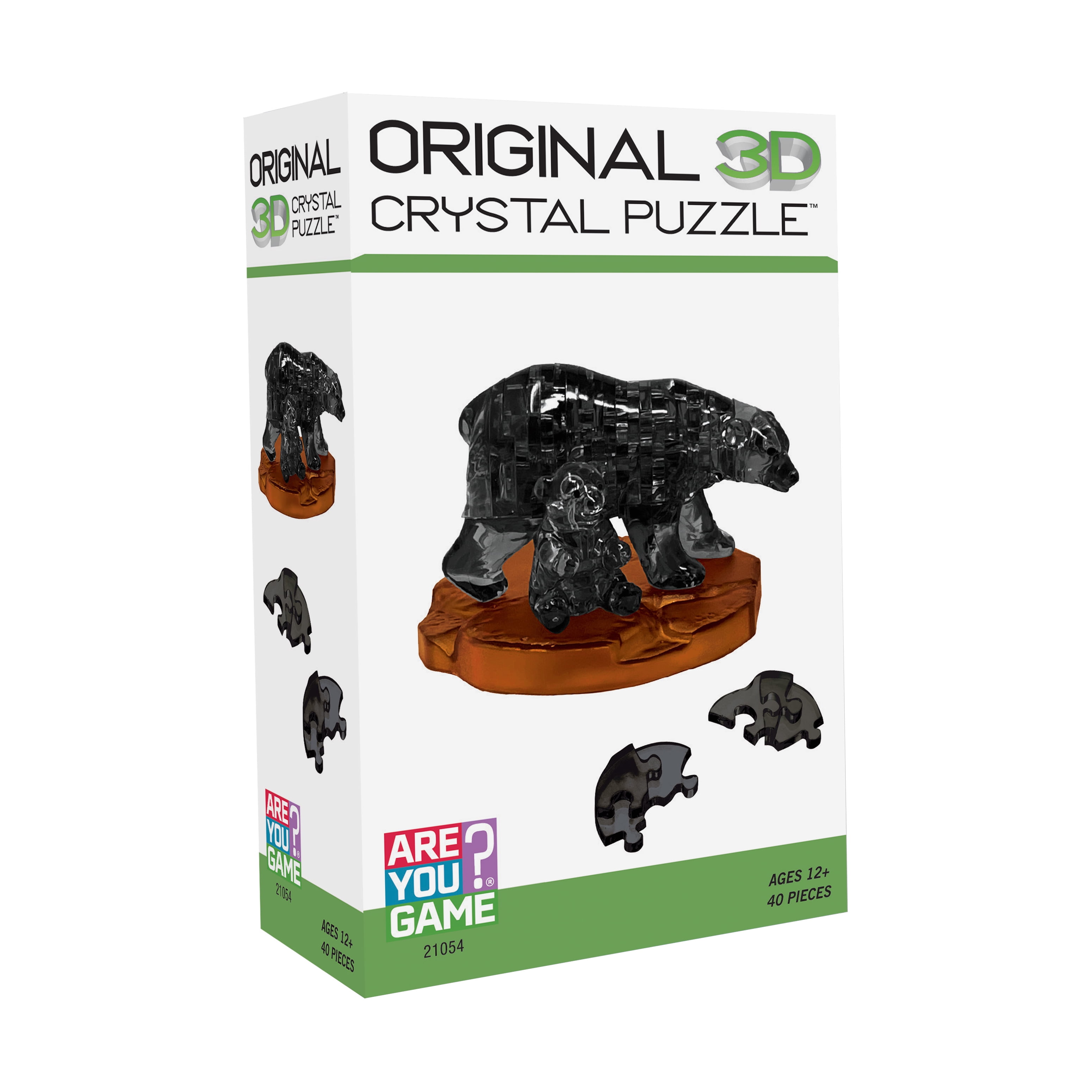 AreYouGame.com 3D Crystal Puzzle - Black Bear and Baby: 40 Pcs