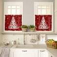 thumbnail image 2 of Red Christmas Tree Kitchen Curtain 2 Panels Tiers Curtains 24 Inch Length, Winter Balls Snowflake Xmas Tree Curtains Rod Pocket Curtains Window Drapes Treatment Window Cafe Curtains, 2 of 5