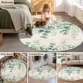thumbnail image 5 of Large Round Rug 8Ft Washable Non-Slip, Green Eucalyptus Leaves Circle Area Rugs for Living Room Bedroom, Spring Daily Flowers Plants Beige Indoor Floor Mats Carpet Runner for Home Decor, 5 of 8