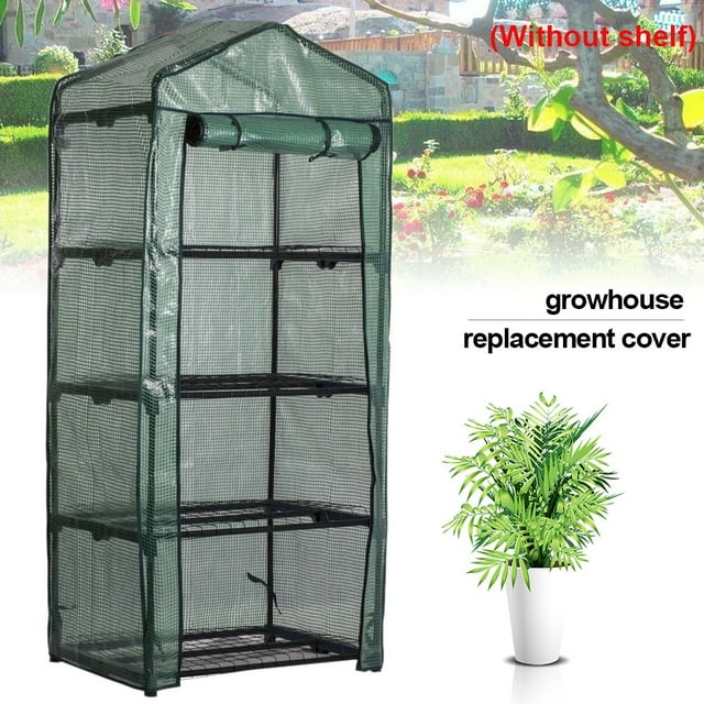OUSITAID Mini Serre 4 Niveaux Vert Intérieur Extérieur Étagères Portables Robustes pour Jardinage Plantes Protection contre le Gel Froid Résistant au Vent et à la Pluie (Cadre Non Inclus)