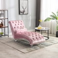 thumbnail image 6 of Velvet Chaise Lounge Indoor, Button-Tufted Upholstered Chaise Lounge Chair with Pillow for Bedroom, Living Room & Office,Pink, 6 of 12