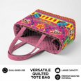 thumbnail image 6 of ZUXONGSY Mexico Skull Print Women’s Reversible Quilted Top Handle Bag, Large Capacity Tote Handbag Shoulder Satchel with Multi-Pocket, Classic for Work, Travel & Daily Use, Pink, 6 of 6