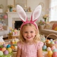 thumbnail image 6 of Ovzne Easter Bunny Ears Headband – Blue Fleece Hair Hoop with Spring Flowers for Holiday Parties, 6 of 6