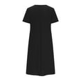 thumbnail image 4 of Patlollav Womens Summer Fashion Solid Color Pocket Short Sleeve V-Neck Dress, 4 of 6