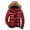 Red, variant on uikmnh Mens Winter Jacket Men Boys Casual Warm Hooded Winter Zipper Coat Outwear Jacket Top Blouse Size:2XL