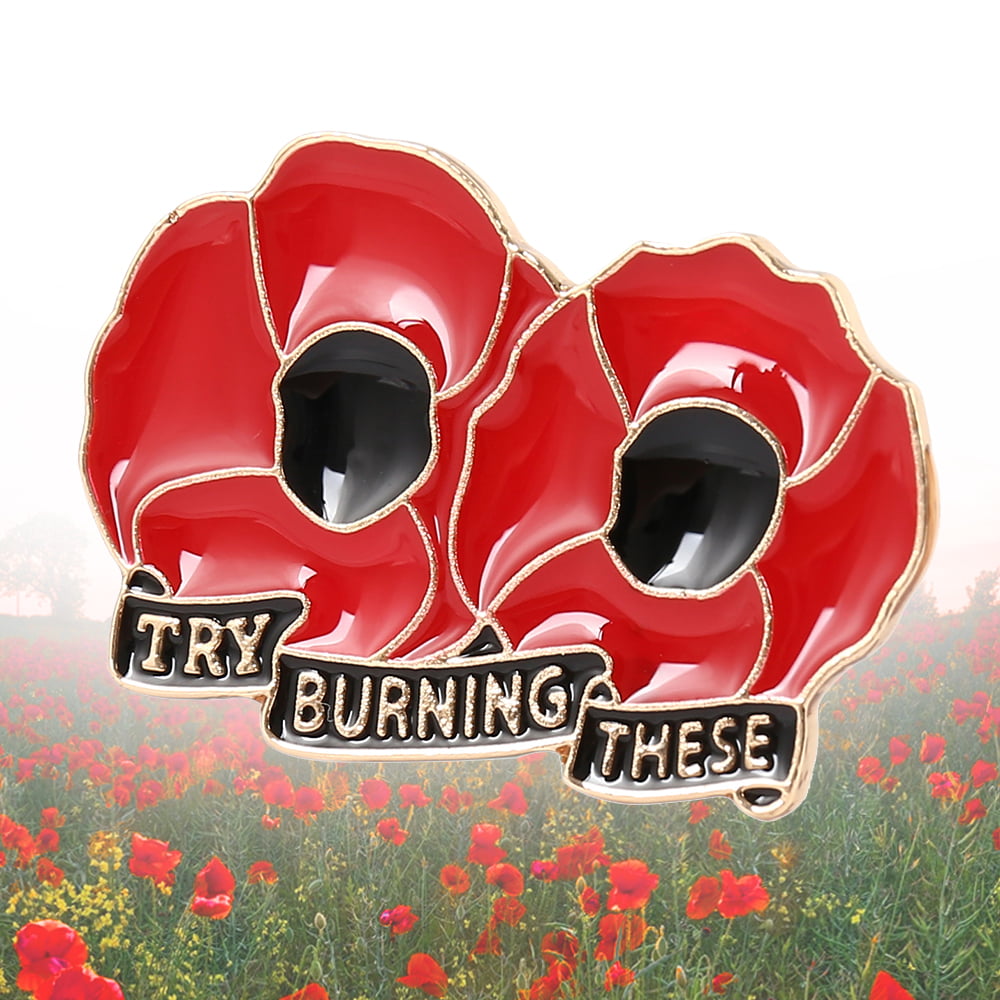 Red Poppy Brooch Pin Badge Broach Poppies X 3 Enamel rememberance day 