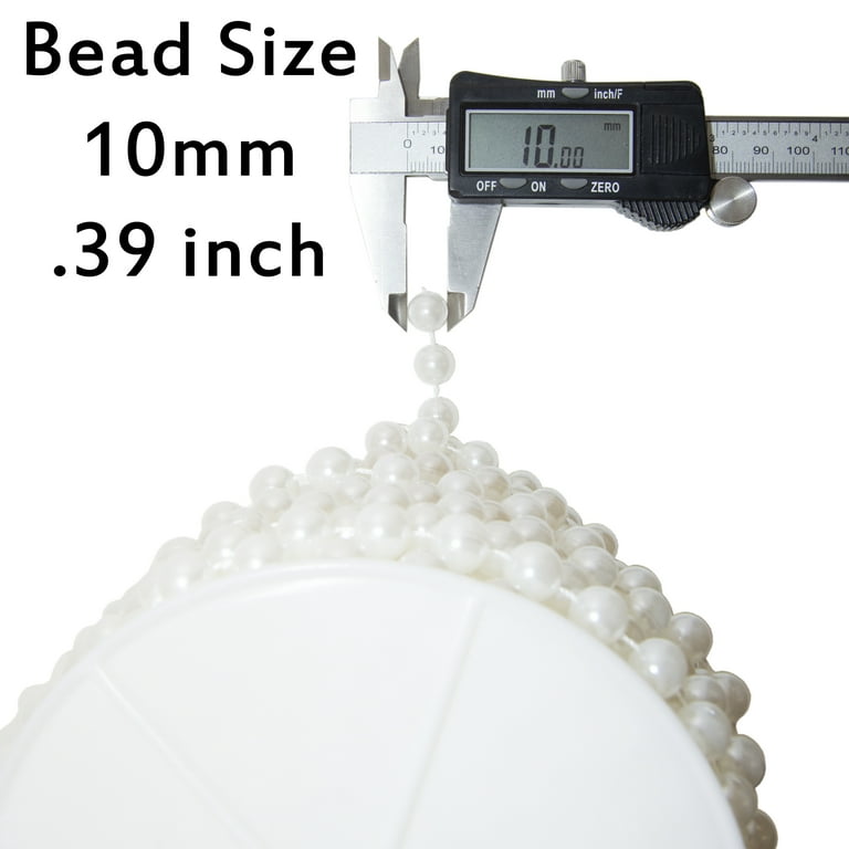 10mm Large White Pearls Faux Crystal Beads (~60 foot spool)