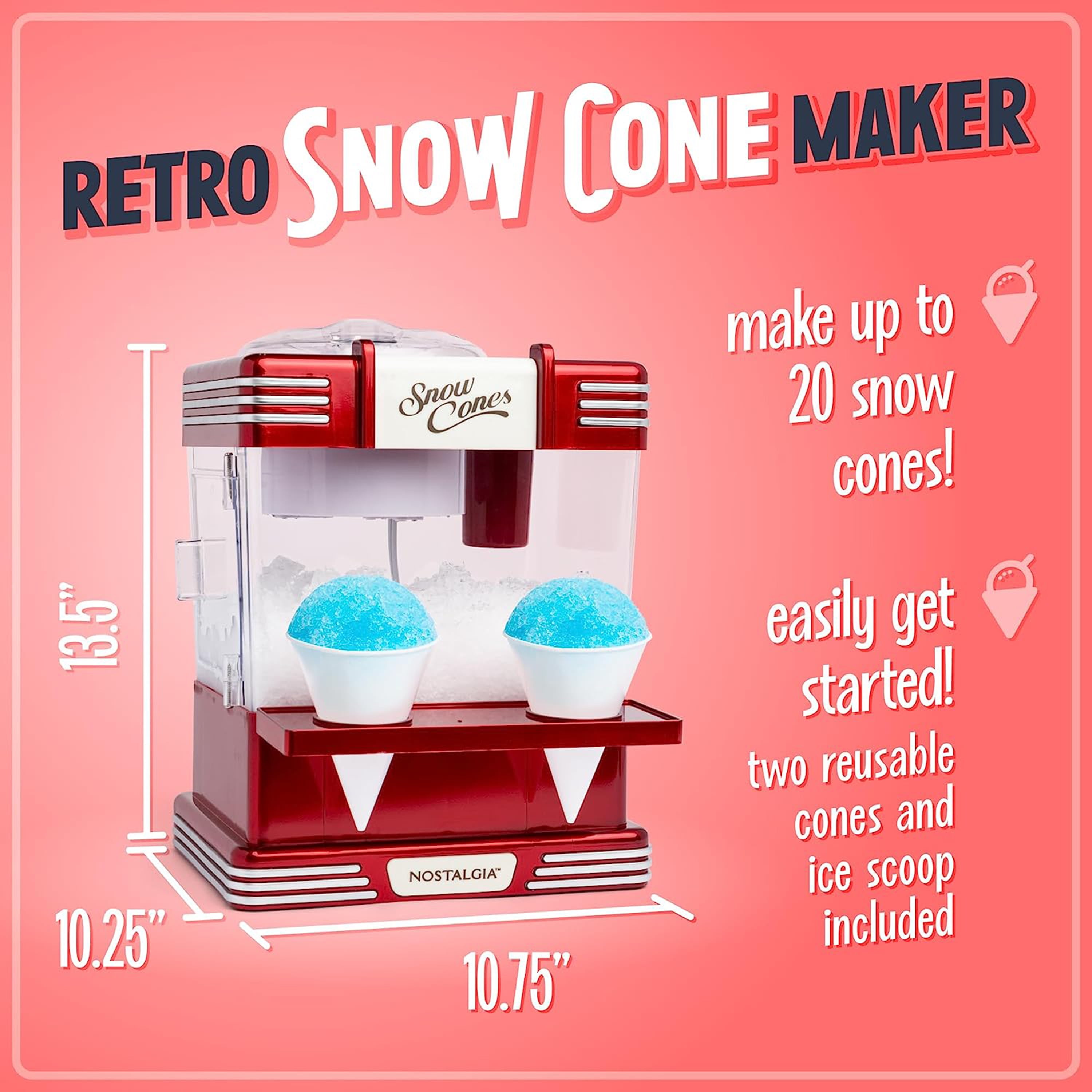 Nostalgia Retro Snow Cone Maker with Snow Cone Syrup Party Kit
